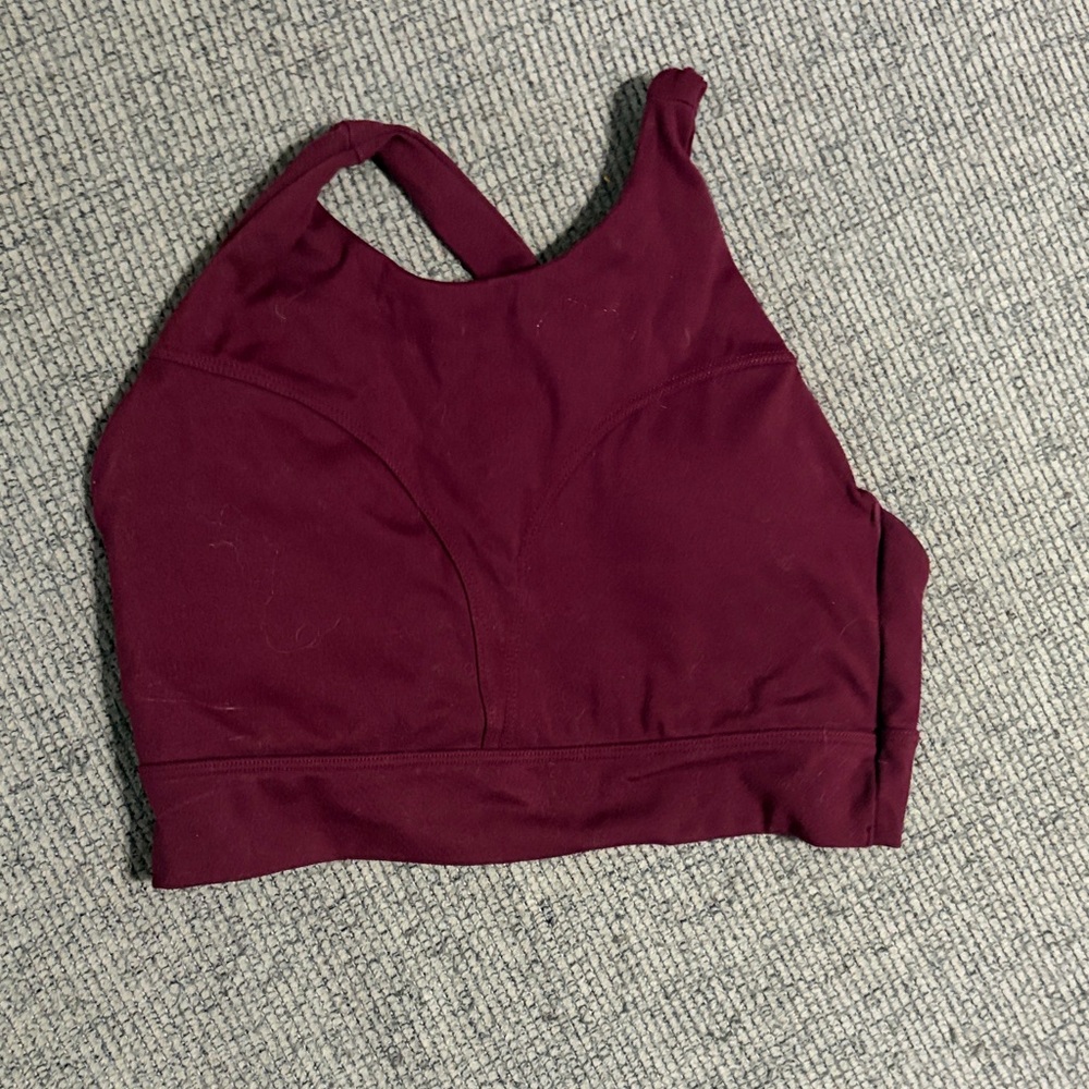 Alphalete Maroon High-Neck Sports Bra